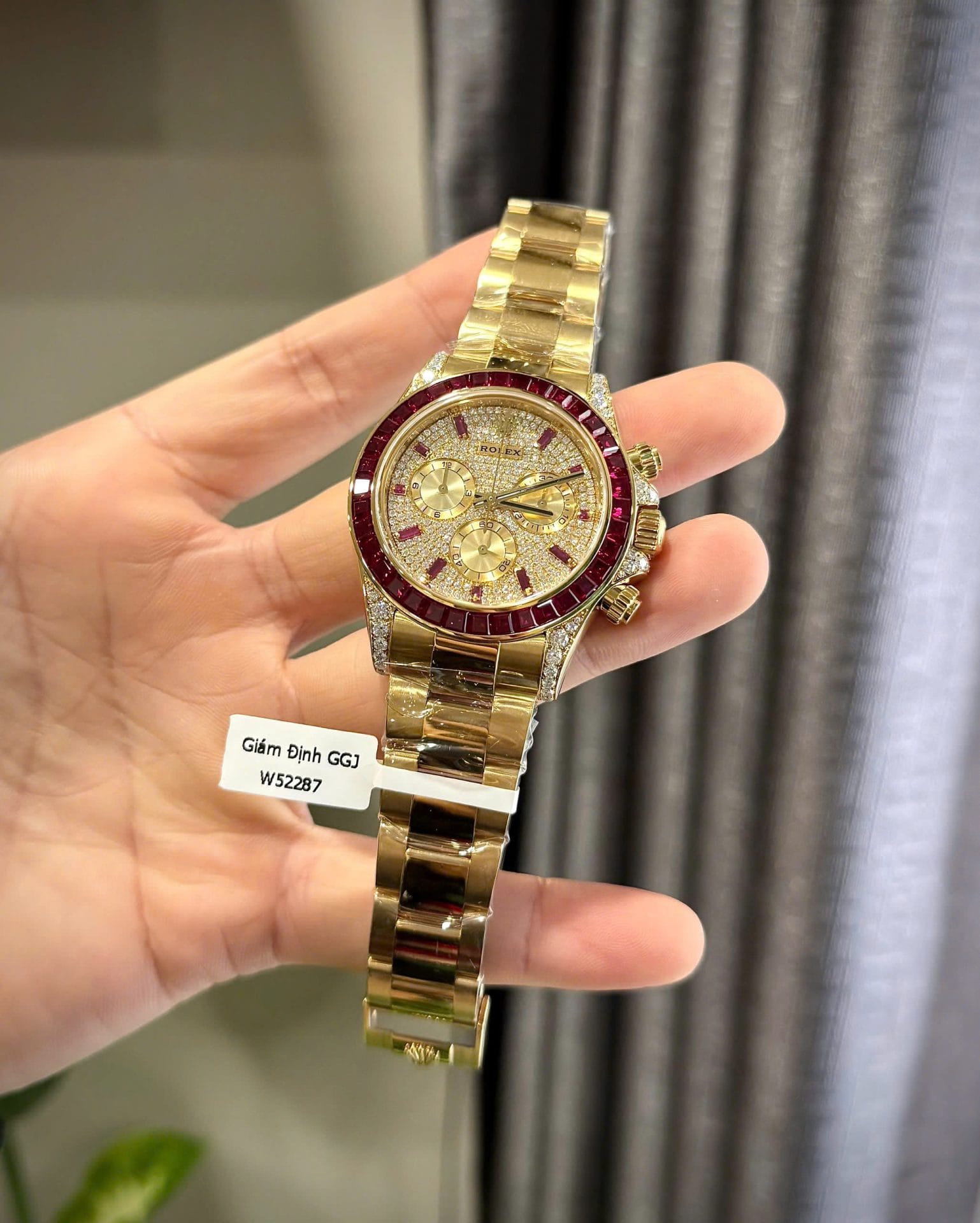 Rolex Daytona 126598TRU Super Clone Watches Custom Gold Wrapped + Ruby + Diamonds Moissanite 40mm - Image 3