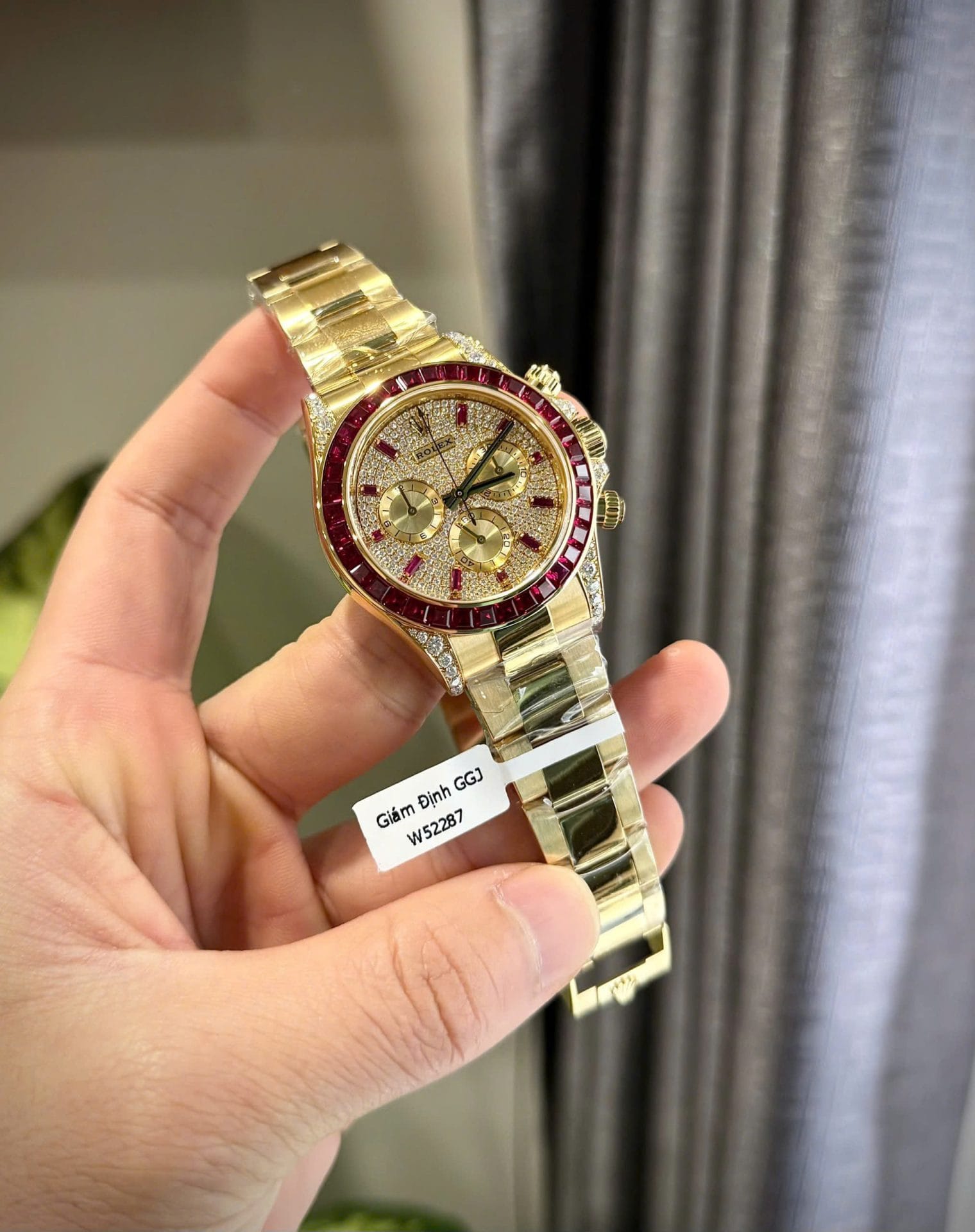 Rolex Daytona 126598TRU Super Clone Watches Custom Gold Wrapped + Ruby + Diamonds Moissanite 40mm - Image 5