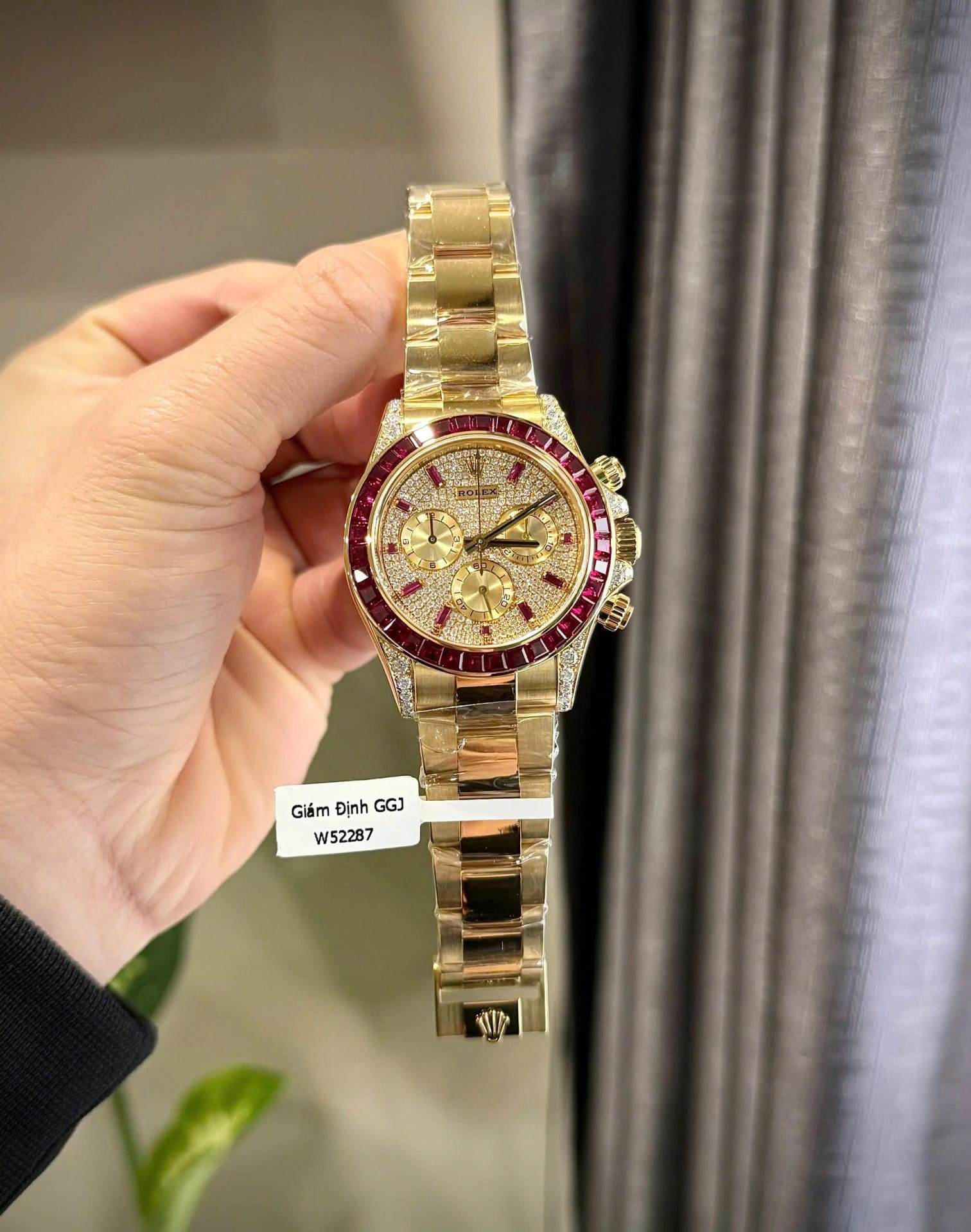 Rolex Daytona 126598TRU Super Clone Watches Custom Gold Wrapped + Ruby + Diamonds Moissanite 40mm - Image 2