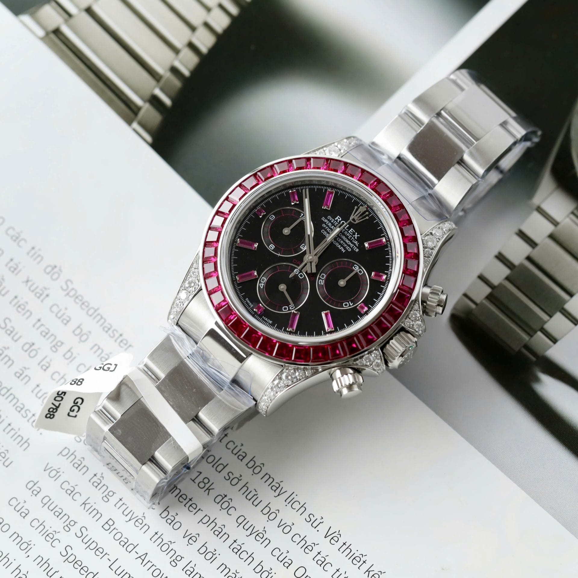 Rolex Super Clone Daytona 126599TRU Custom Ruby Red Baguette 40mm - Image 3