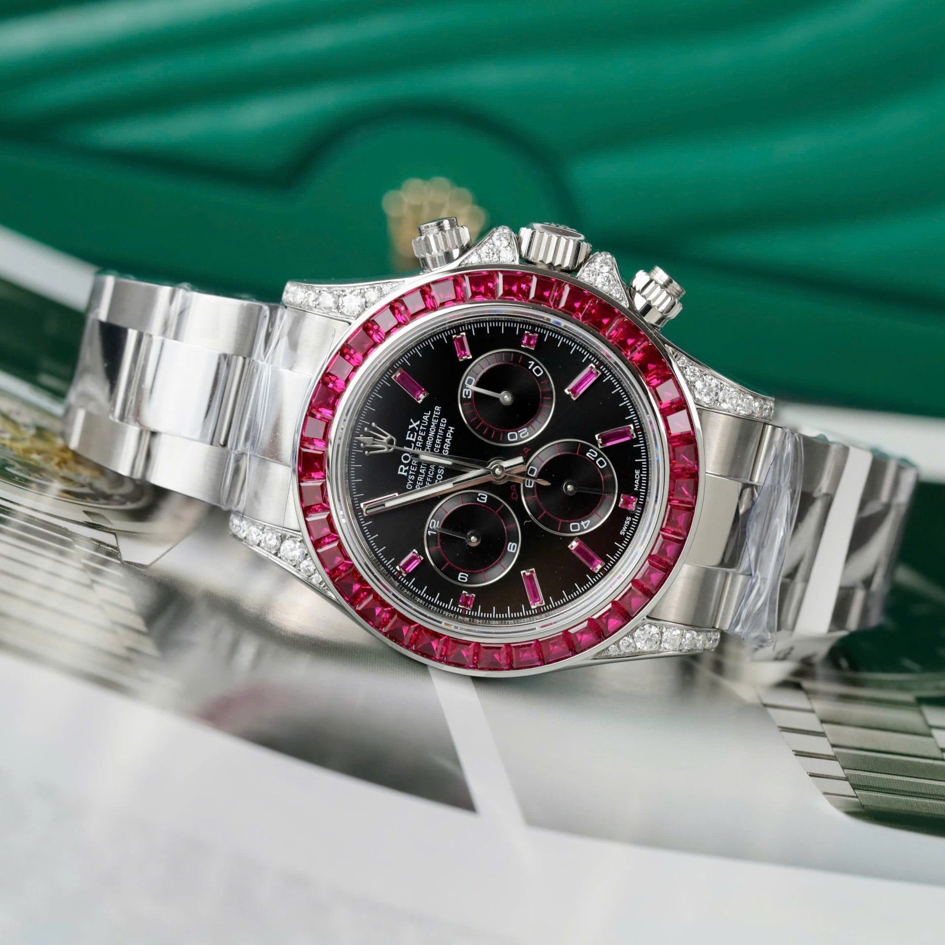 Rolex Super Clone Daytona 126599TRU Custom Ruby Red Baguette 40mm - Image 4