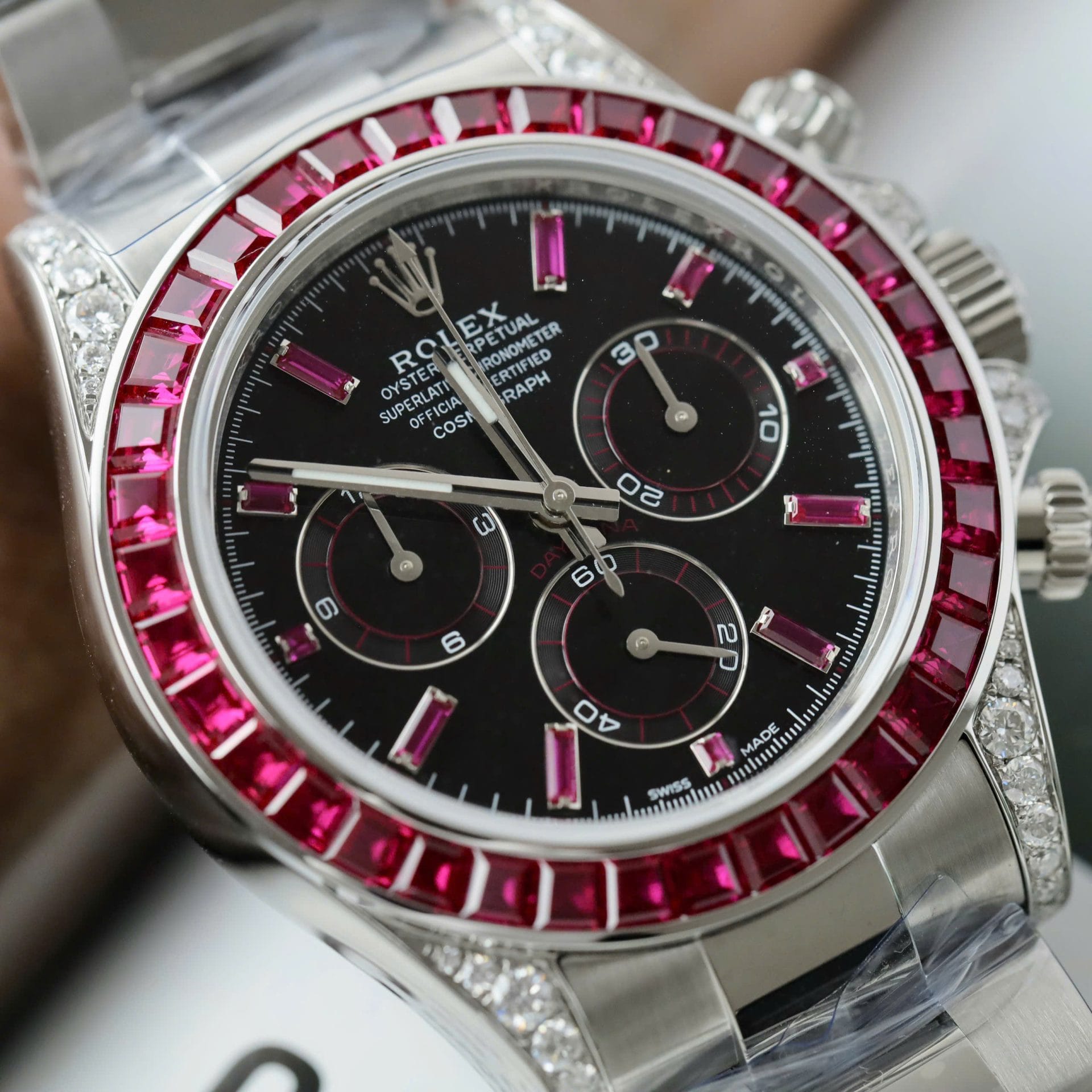 Rolex Super Clone Daytona 126599TRU Custom Ruby Red Baguette 40mm - Image 5