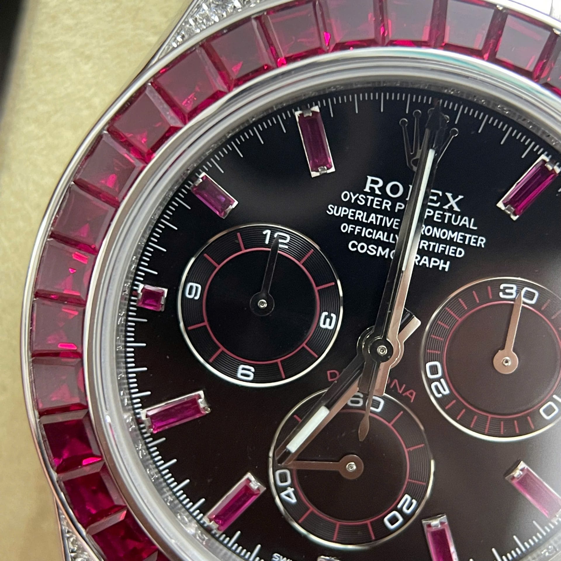 Rolex Daytona 126599TRU Super Clone Watch 18K Solid Gold + Natural Ruby + Natural Diamonds Custom 40mm - Image 4