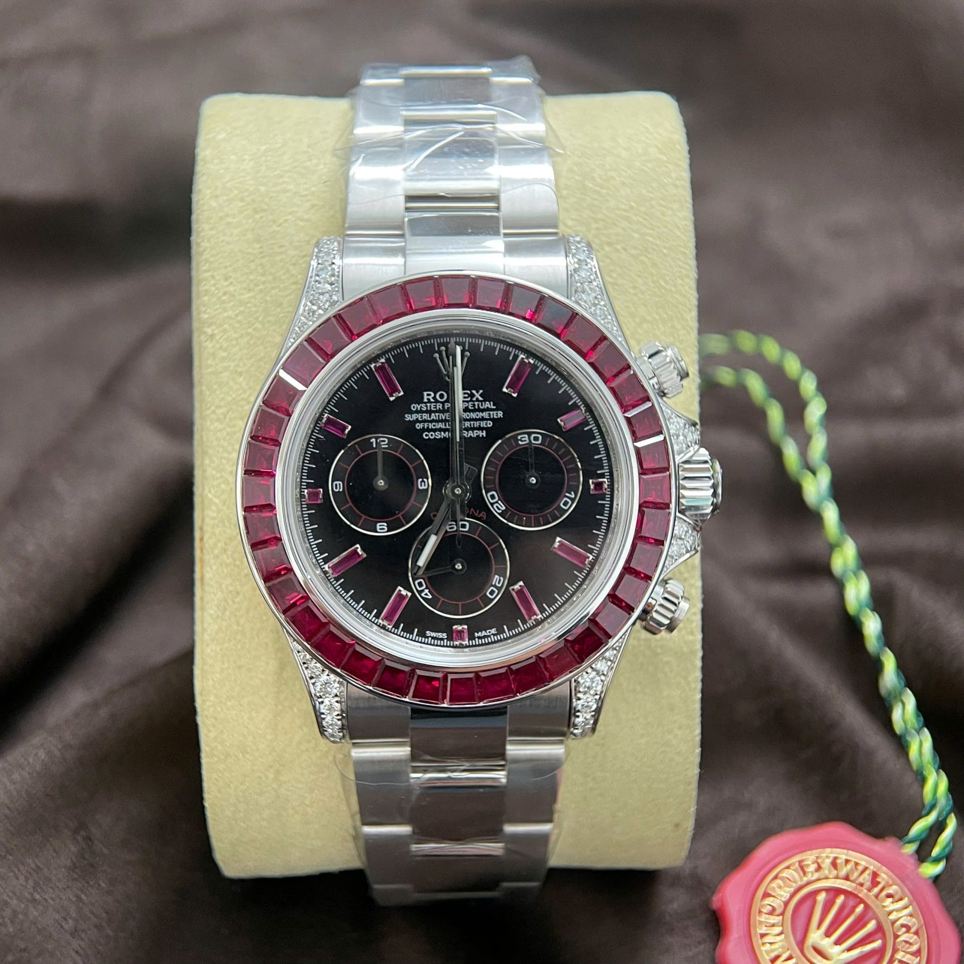 Rolex Daytona 126599TRU Super Clone Watch 18K Solid Gold + Natural Ruby + Natural Diamonds Custom 40mm