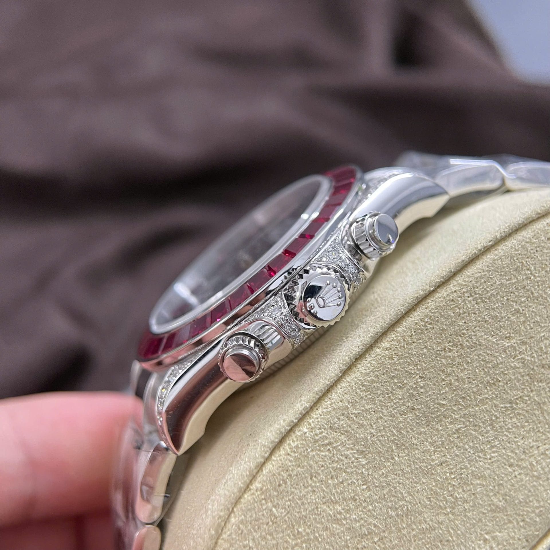 Rolex Daytona 126599TRU Super Clone Watch 18K Solid Gold + Natural Ruby + Natural Diamonds Custom 40mm - Image 7