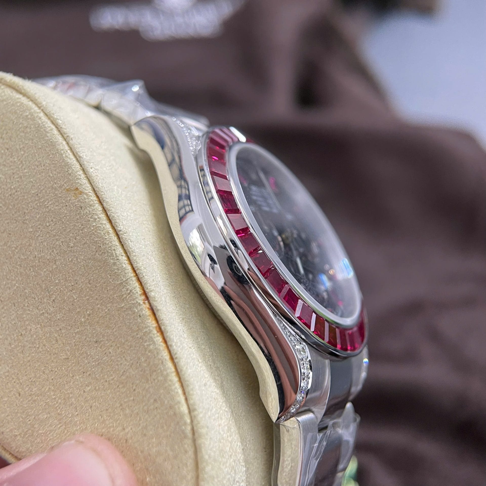 Rolex Daytona 126599TRU Super Clone Watch 18K Solid Gold + Natural Ruby + Natural Diamonds Custom 40mm - Image 8