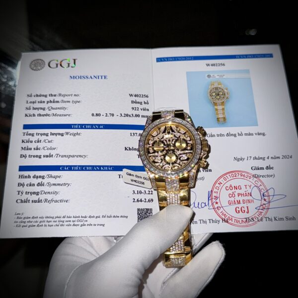 Dong Ho Rolex Daytona Che Tac Boc Vang Do Moisasnite Eye Of Tiger 40mm 1 1