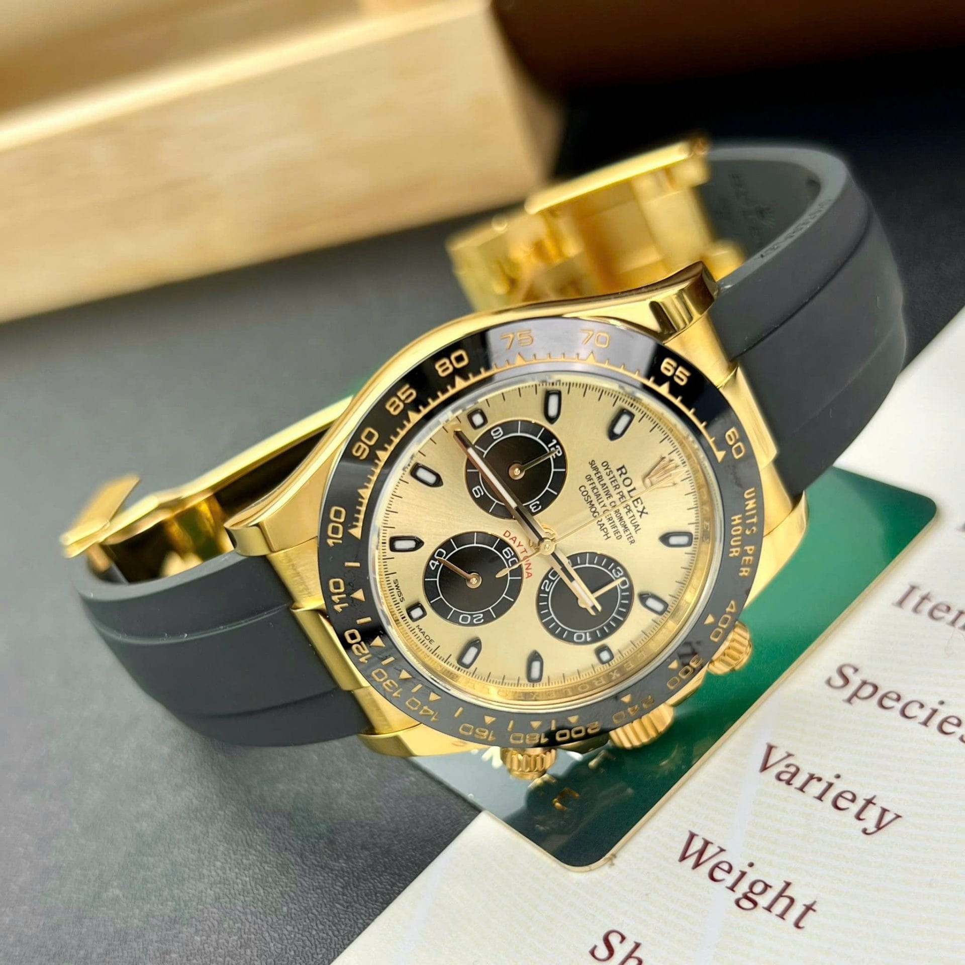 Rolex Daytona Super Clone Watch Gold Wrapped Custom 40mm - Image 4