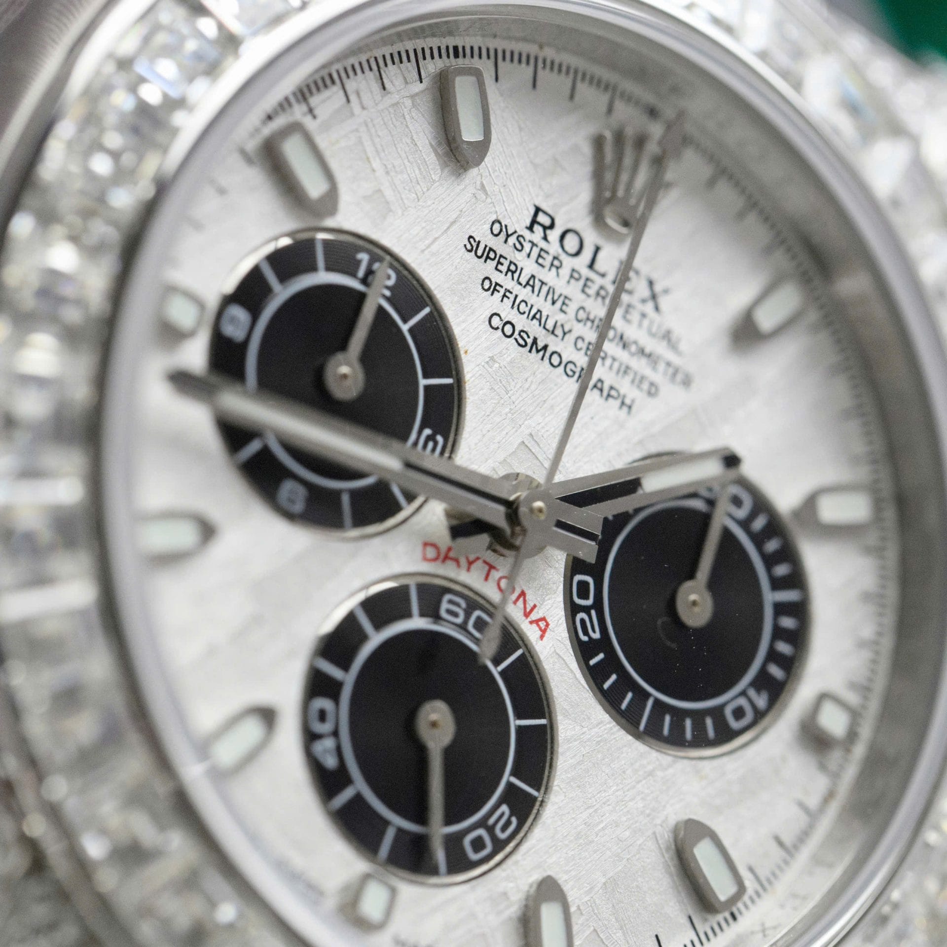 Rolex Daytona Super Clone Watch Dial Meteorite Custom Diamonds Moissanite Baguette 40mm - Image 4