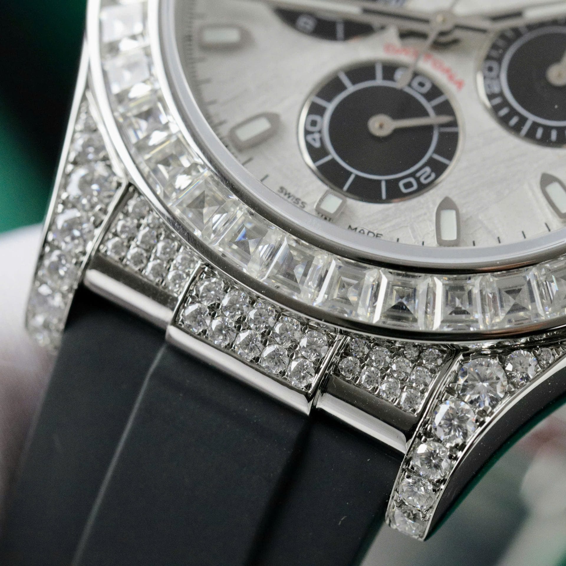 Rolex Daytona Super Clone Watch Dial Meteorite Custom Diamonds Moissanite Baguette 40mm - Image 6