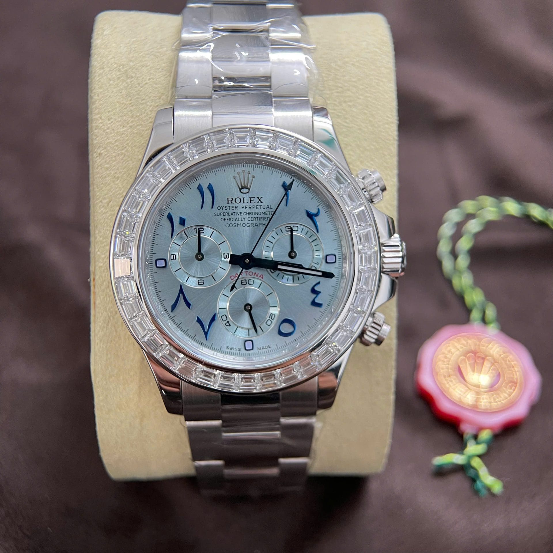 Rolex Daytona Super Clone Watch Custom 18K Solid White Gold Baguette Diamonds 40mm