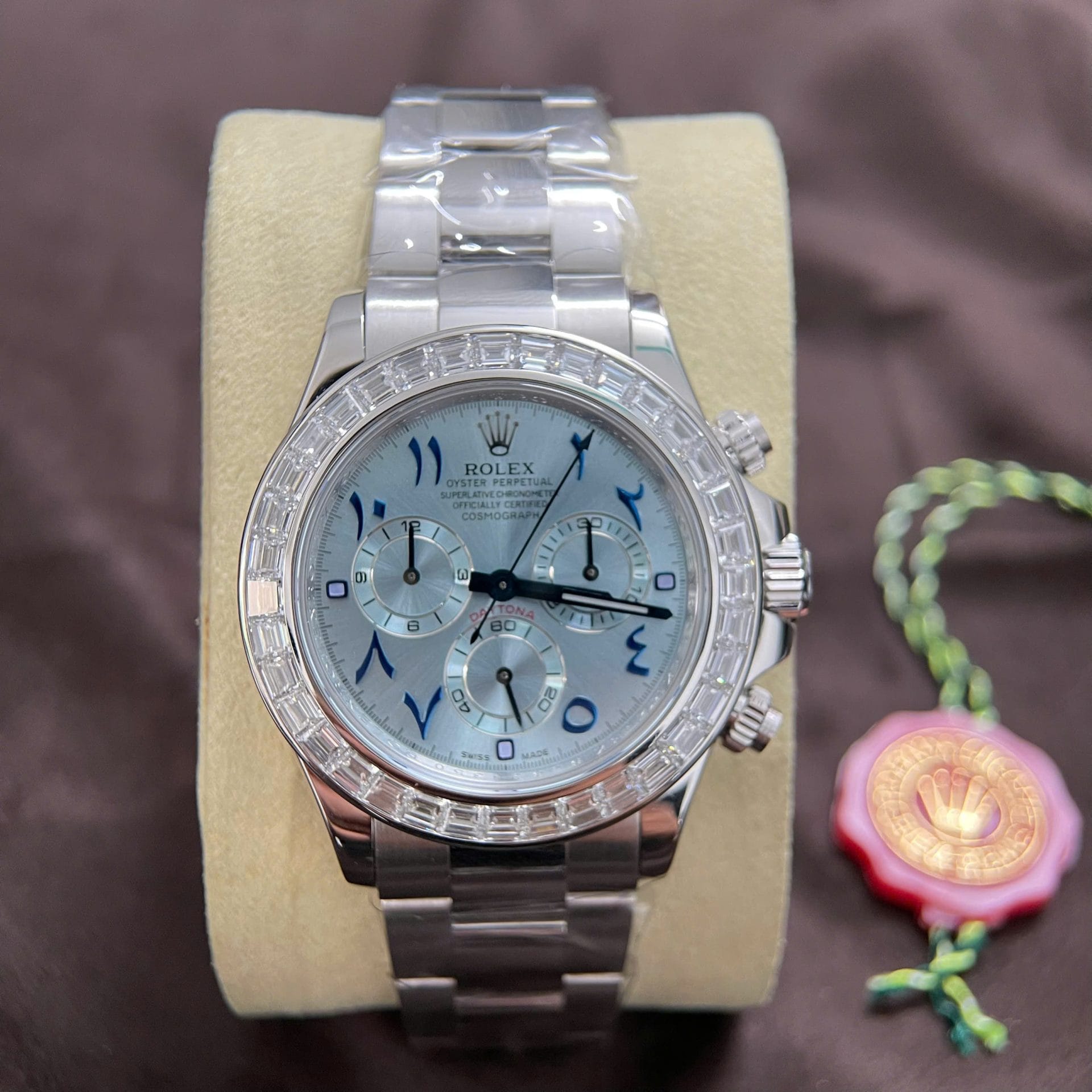 Rolex Daytona Super Clone Watch Custom 18K Solid White Gold Baguette Diamonds 40mm - Image 2