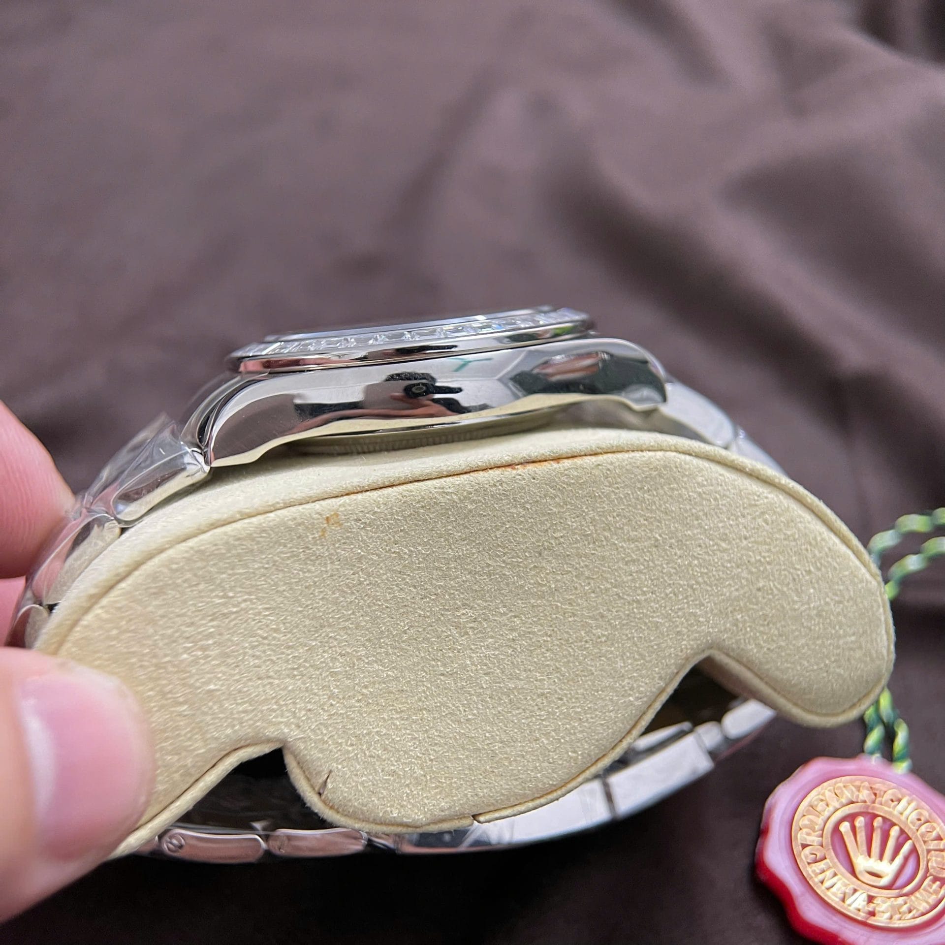 Rolex Daytona Super Clone Watch Custom 18K Solid White Gold Baguette Diamonds 40mm - Image 8