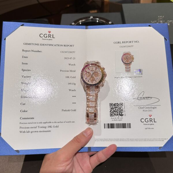 Dong Ho Rolex Daytona Rainbow Boc Vang Do Kim Cuong Moissanite 40mm 5 1