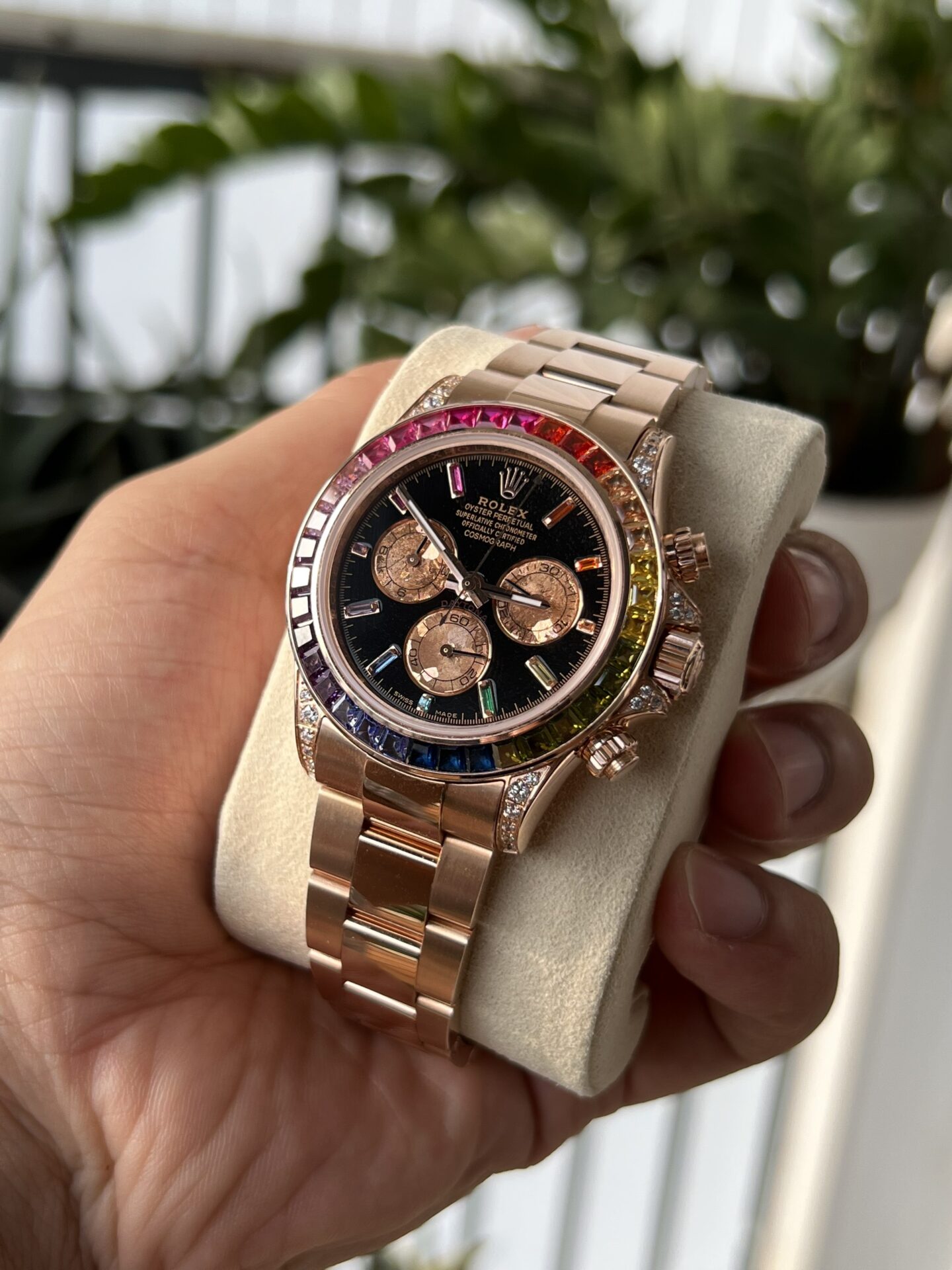 Rolex Daytona Rainbow Super Clone Watch Gold Wrapped Moissanite TW 40mm - Image 5