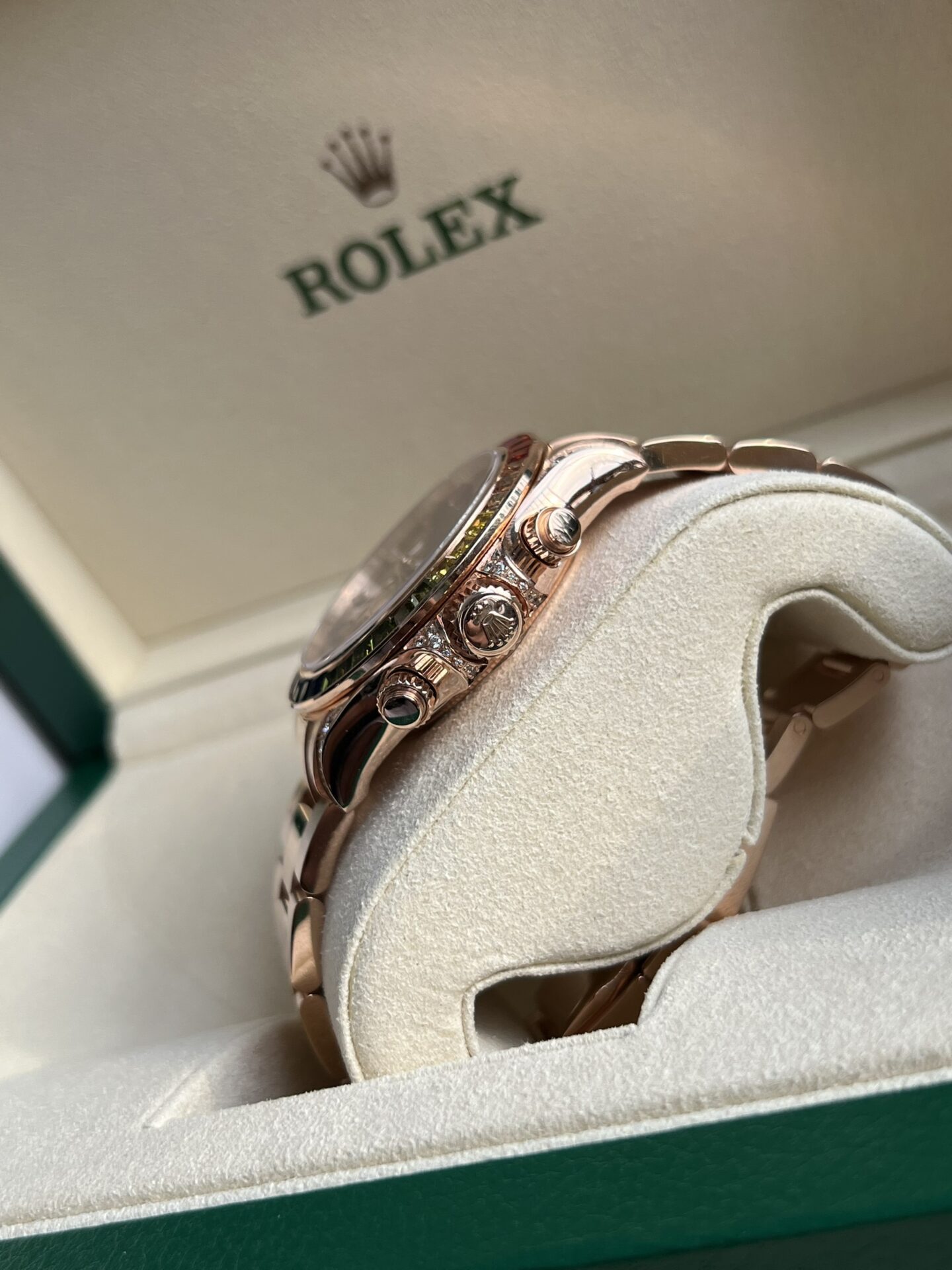 Rolex Daytona Rainbow Super Clone Watch Gold Wrapped Moissanite TW 40mm - Image 6