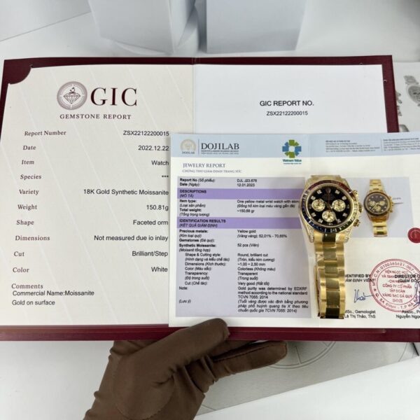 Dong Ho Rolex Daytona Rainbow Boc Vang Do Moissanite Da Quy Tong Hop 40mm 5 1