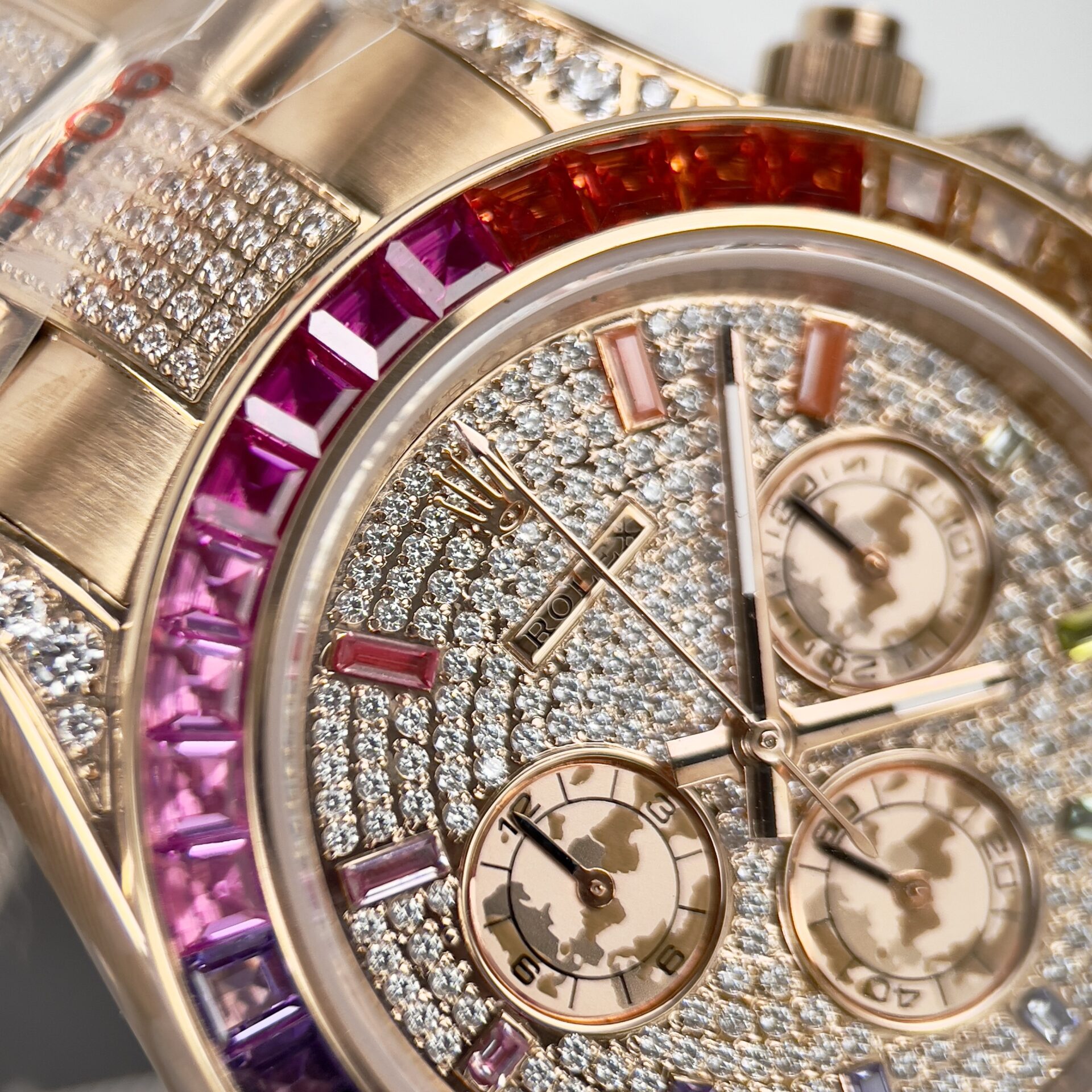 Rolex Daytona Rainbow Super Clone Watch Full Diamond 40mm - Image 3