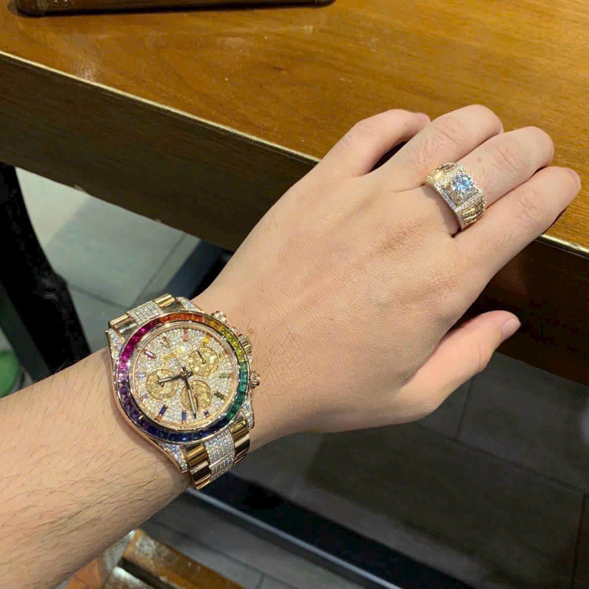 Rolex Daytona Rainbow Super Clone 1:1 Watch With Full Diamonds 40mm - Image 6
