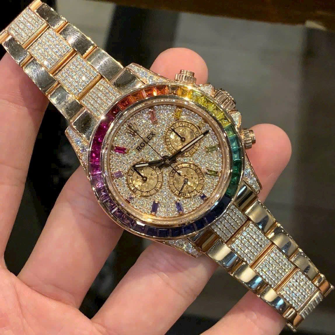 Rolex Daytona Rainbow Super Clone 1:1 Watch With Full Diamonds 40mm - Image 2