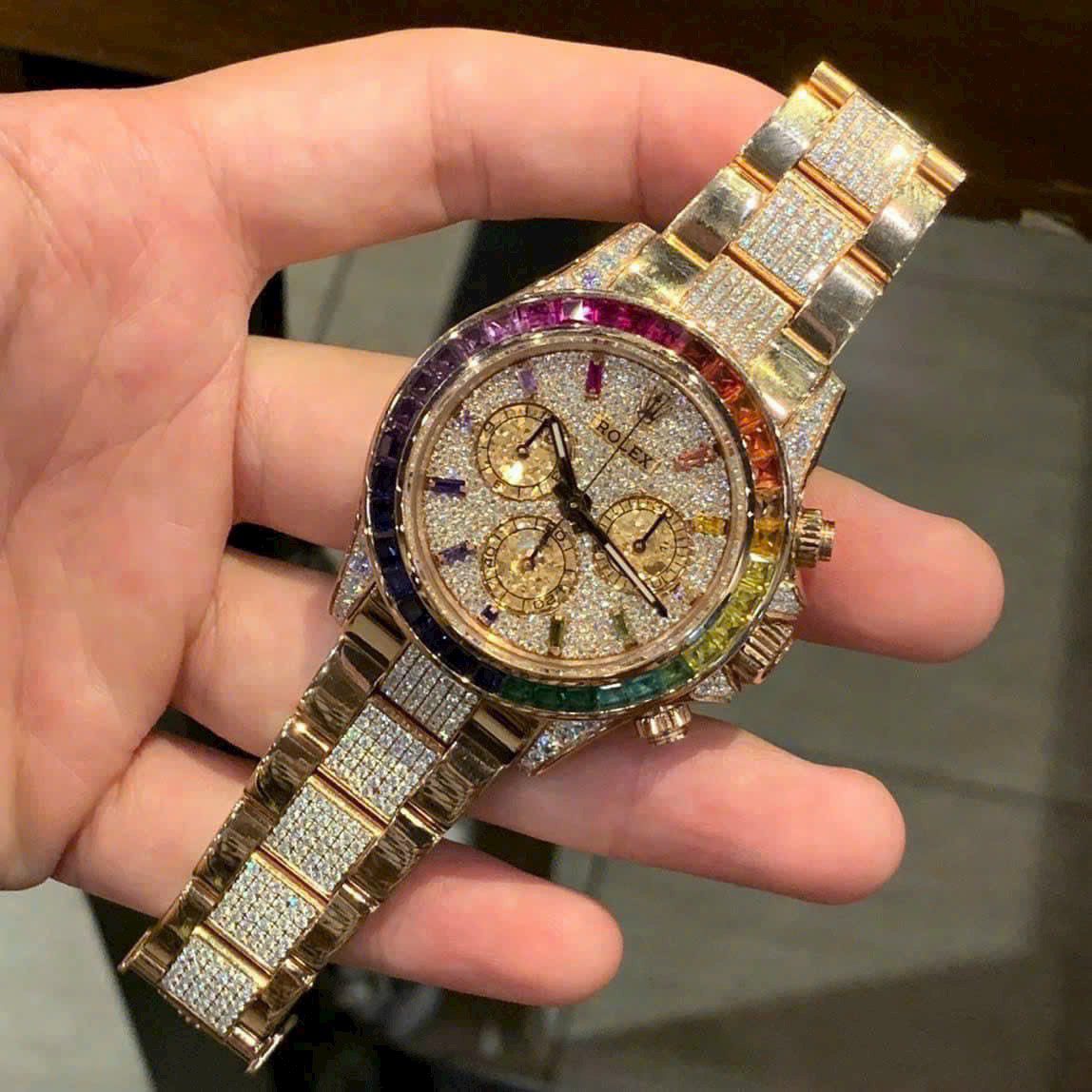 Rolex Daytona Rainbow Super Clone 1:1 Watch With Full Diamonds 40mm - Image 3
