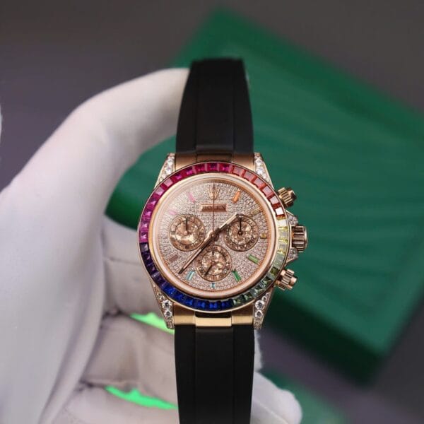 Dong Ho Rolex Daytona Rainbow Replica 11 Day Cao Su Nha May MS 40mm 3 1