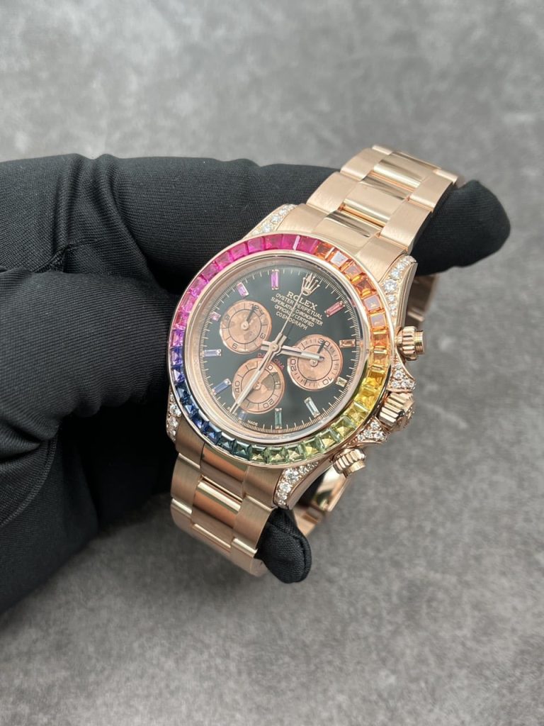 Dong Ho Rolex Daytona Rainbow Vang Khoi Kim Cuong Da Quy Tu Nhien 40mm 2 1
