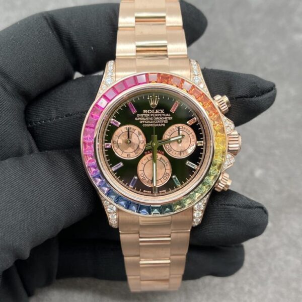 Dong Ho Rolex Daytona Rainbow Vang Khoi Kim Cuong Da Quy Tu Nhien 40mm 4 1