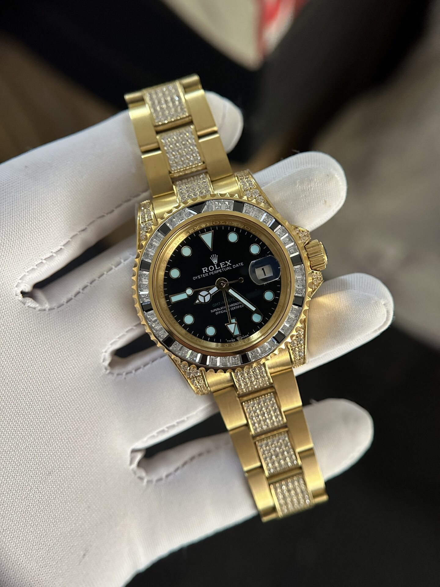 Rolex GMT-Master II Super Clone 1:1 Watch With Full Diamond Black Dial 40mm - Image 2