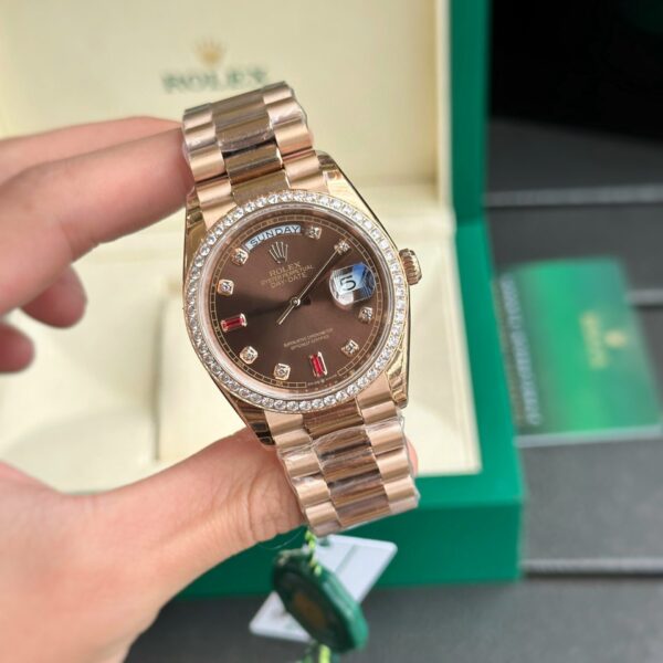 Dong Ho Rolex Nam Day Date Super Fake 11 Ruby Mat Chocolate EW 36mm 3 1