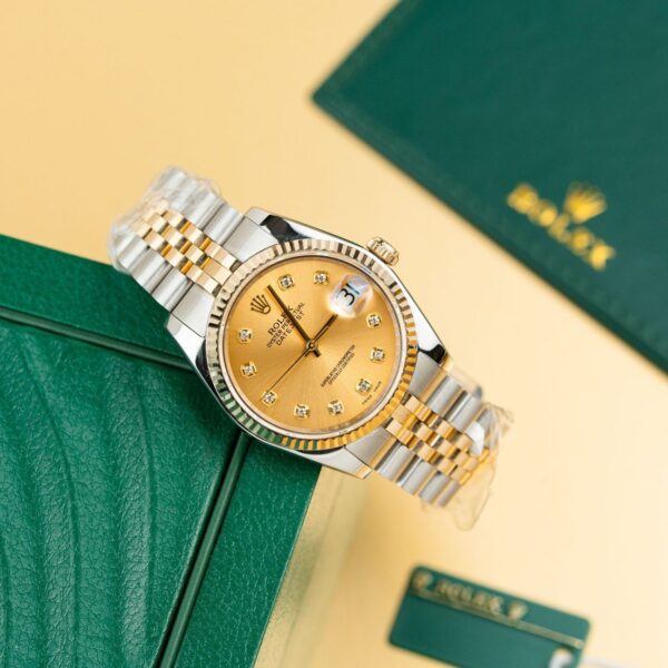 Dong Ho Rolex Nam Rep 11 DateJust 126233 Mat So Vang Champagne Boc Vang That 36mm 3 1