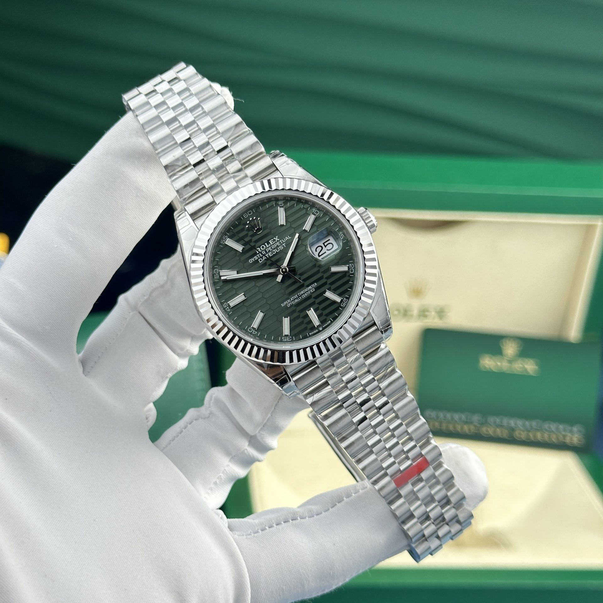 Rolex Super Clone Watch DateJust 126334 Green Motif Dial VS Factory 41mm