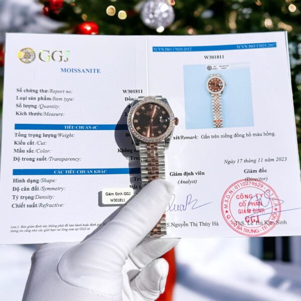 Dong Ho Rolex Nu DateJust Dinh Moissanite Mat Chocolate 31mm 1 1