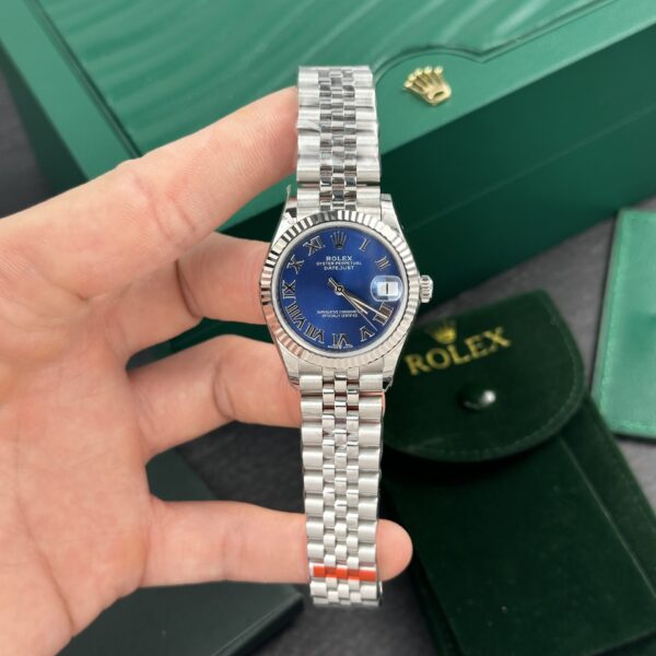 Dong Ho Rolex Nu DateJust Mat Xanh Blue Coc So La Ma EW Factory 31mm 1 1