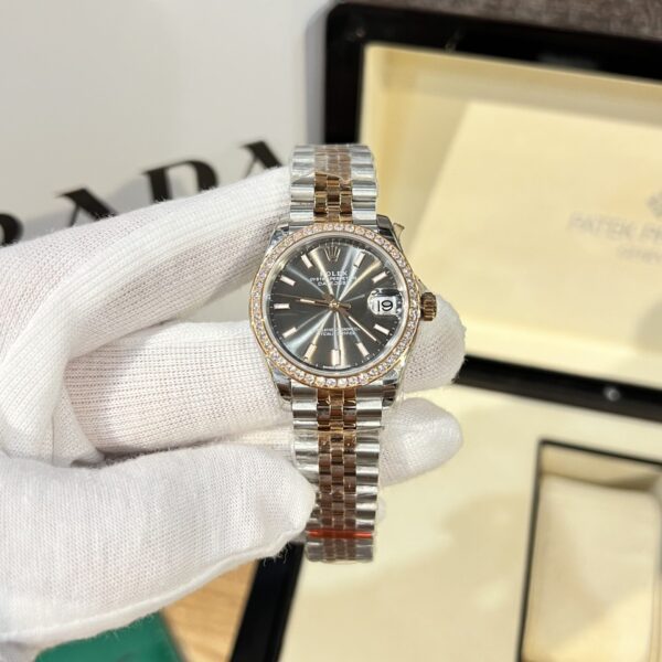 Dong Ho Rolex Nu Dinh Da Mat So Xam Fake 11 31mm 6 1