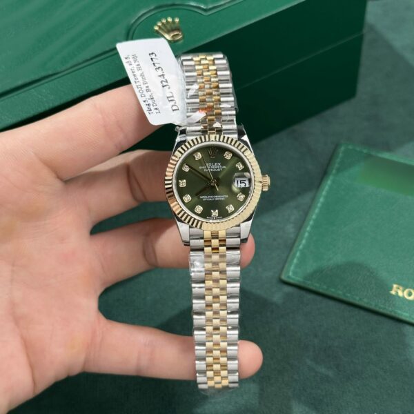 Dong Ho Rolex Nu Rep 11 DateJust Boc Vang Gold Mat Xanh Green GM Factory 31mm 1 1