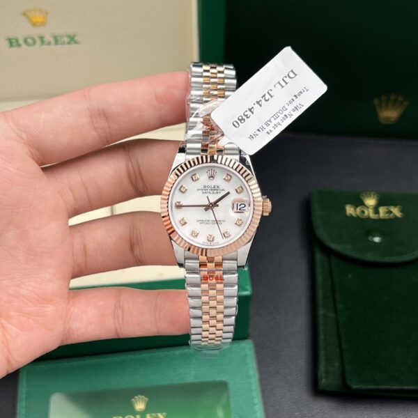 Dong Ho Rolex Nu Rep 11 DateJust Mat MOP Boc Vang Hong 18K GM Factory 31mm 7 1