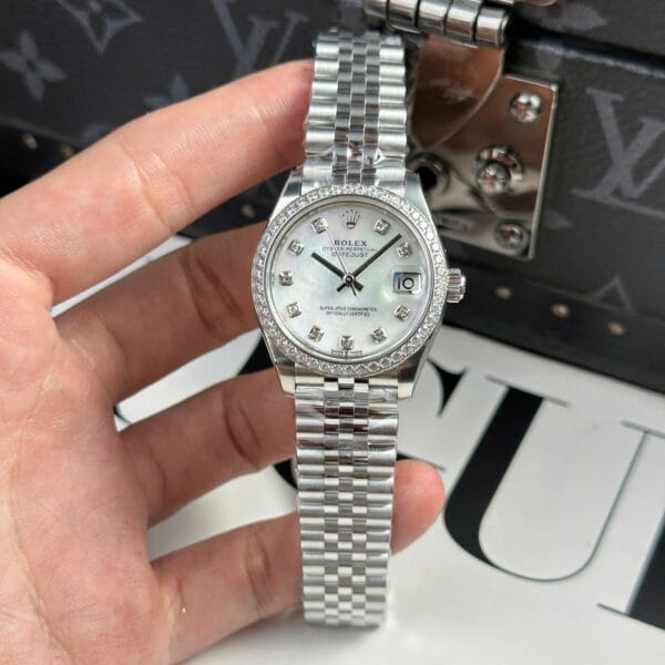 Dong Ho Rolex Nu Replica 11 DateJust Mat MOP Vien Dinh Da Nha May THB 31mm 6 1