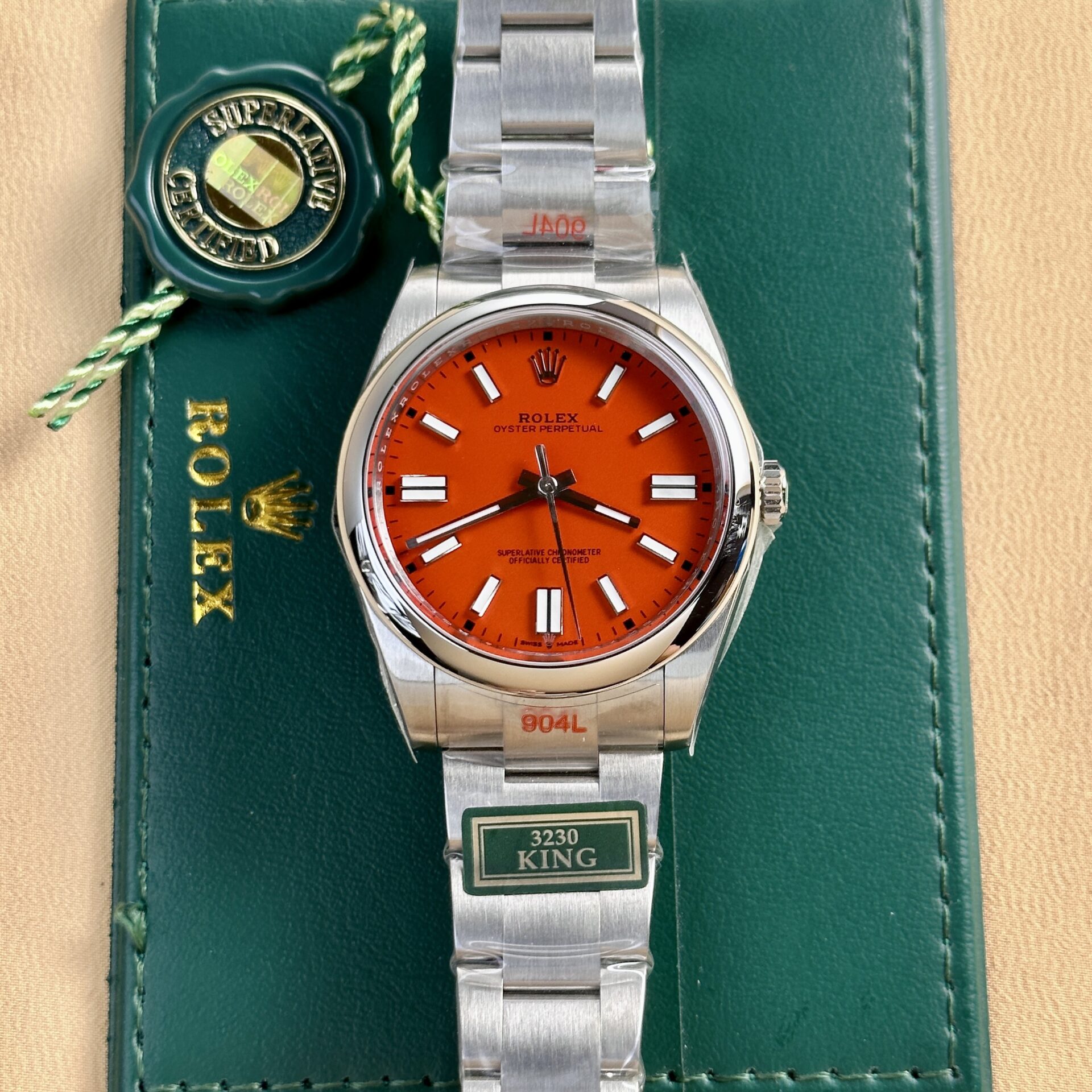 Rolex Oyster Perpetual 124300 Red Dial Oyster Strap King Factory 41mm Super Clone