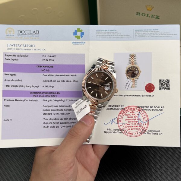 Dong Ho Rolex Rep 11 DateJust Mat Chocolate Coc So Da Quang Boc Vang That 18K GMF 41mm 2 1