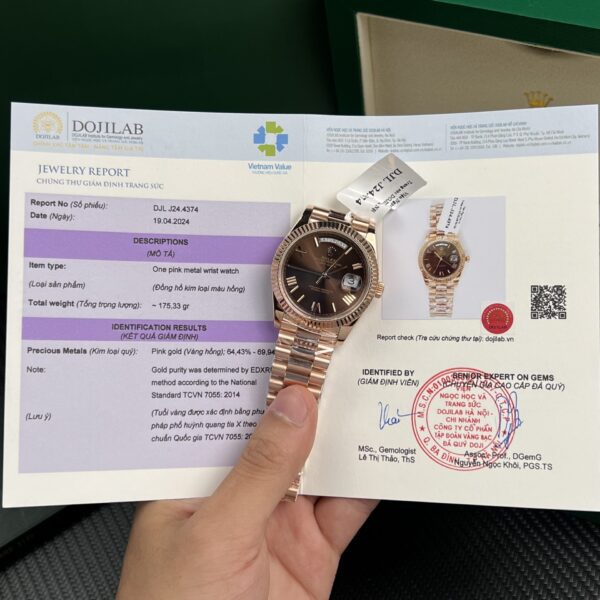 Dong Ho Rolex Rep 11 Day Date Coc So La Ma Boc Vang 18K Trong Luong 175gram GMF 40mm 8 1