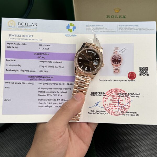 Dong Ho Rolex Rep 11 Day Date Mat Chocolate Boc Vang 18K Trong Luong 177gram GM Factory 40mm 2 1