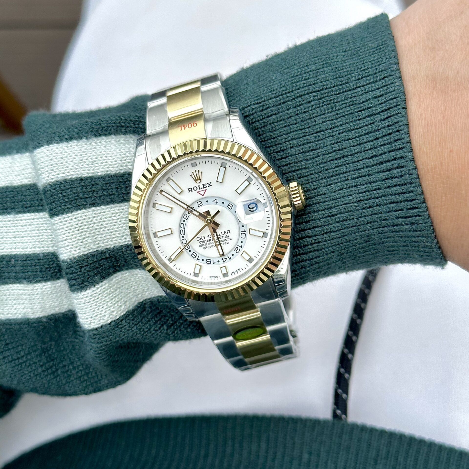 Rolex Sky-Dweller Super Clone Watch White Dial Demi Oyster Strap Factory N 41mm - Image 6
