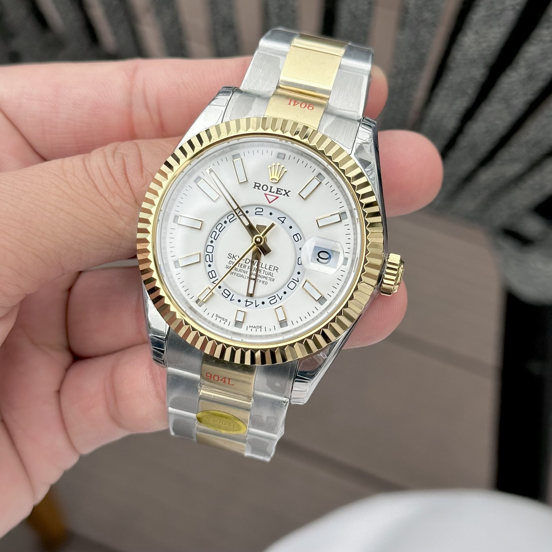 Rolex Sky-Dweller Super Clone Watch White Dial Demi Oyster Strap Factory N 41mm - Image 3
