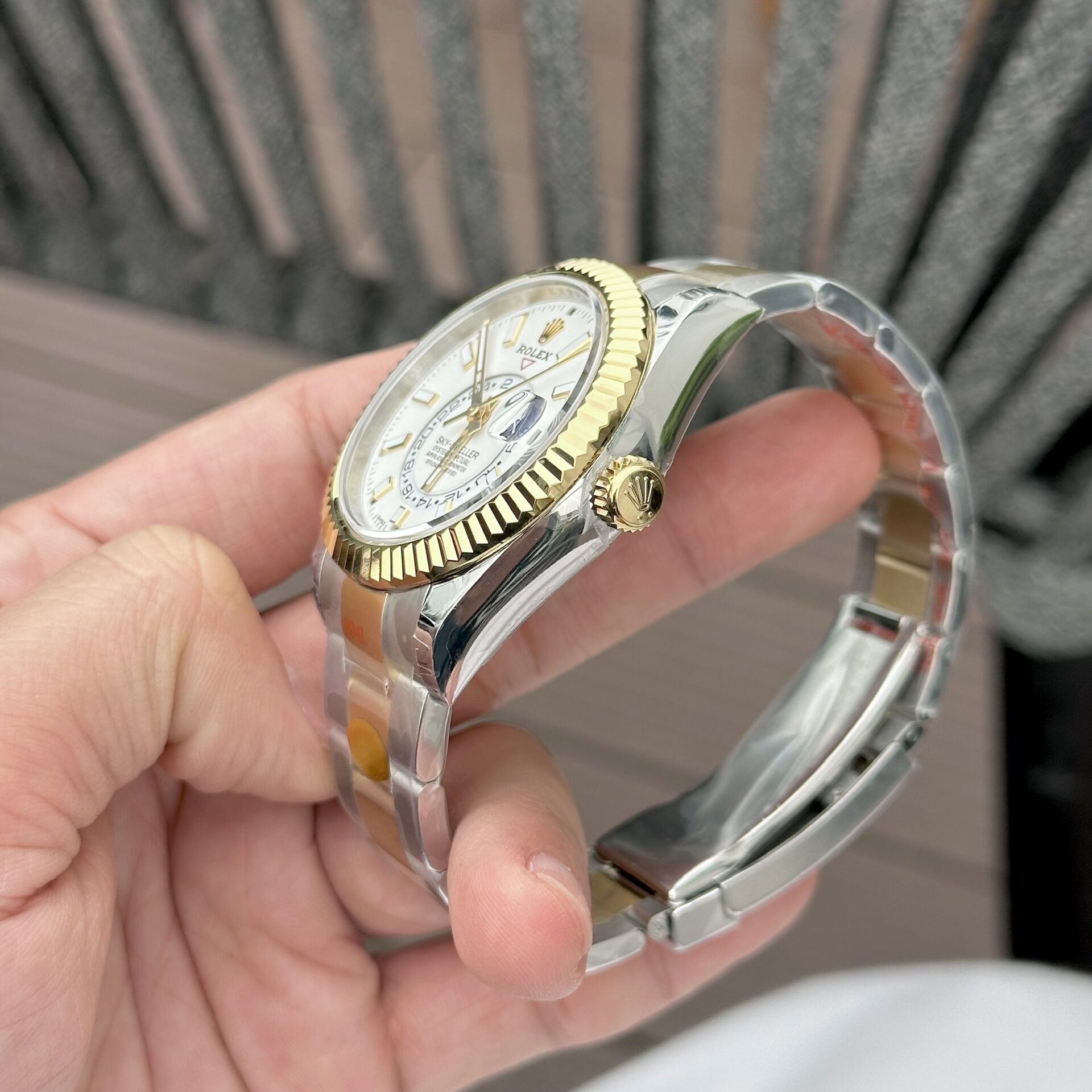 Rolex Sky-Dweller Super Clone Watch White Dial Demi Oyster Strap Factory N 41mm - Image 4