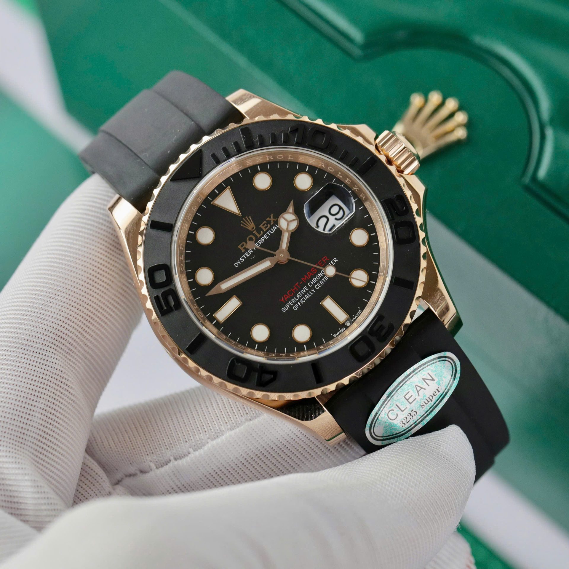 Rolex Yacht-Master 18K Rose Gold Case Super Clone Watch Black Dial 40mm - Image 4