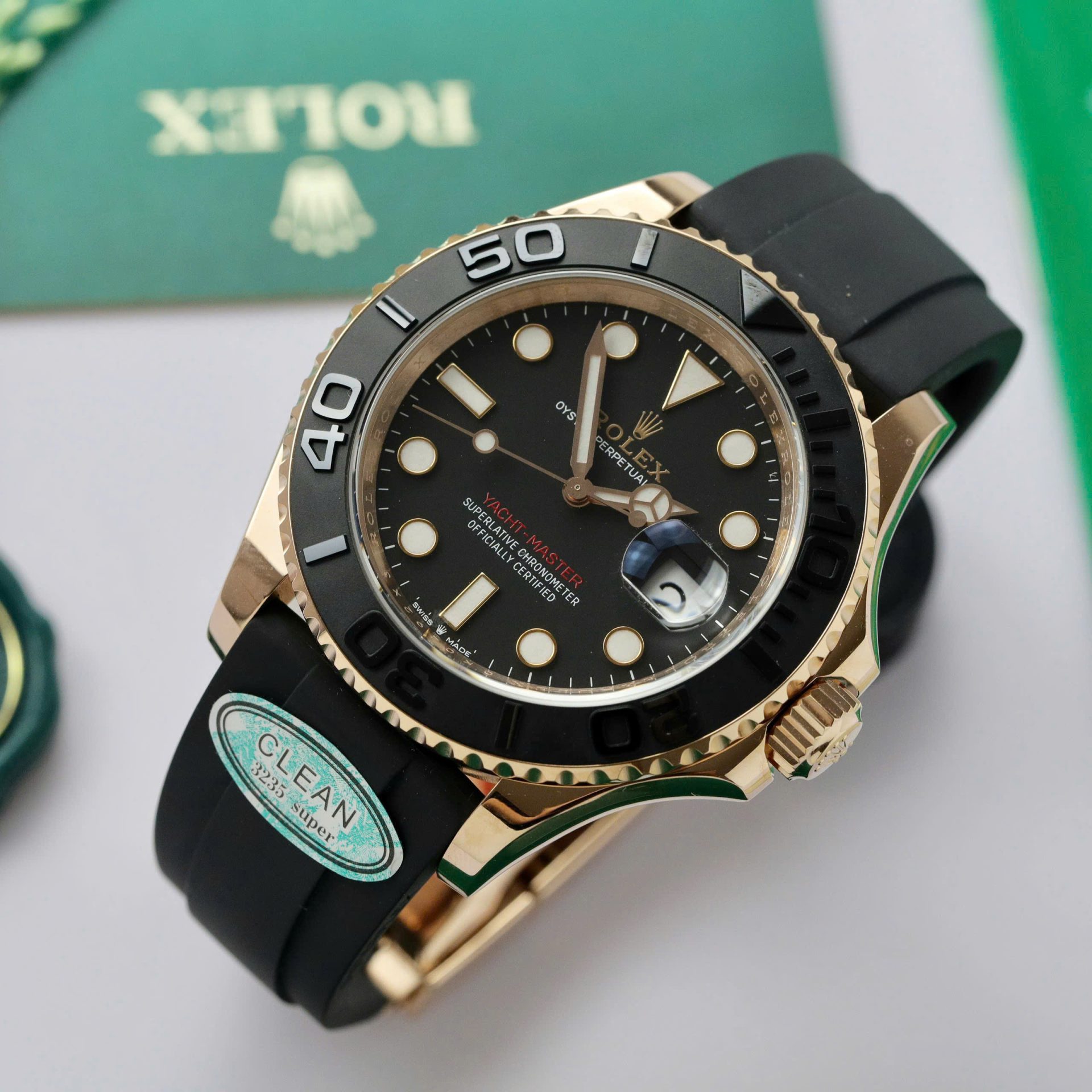 Rolex Yacht-Master 18K Rose Gold Case Super Clone Watch Black Dial 40mm - Image 3