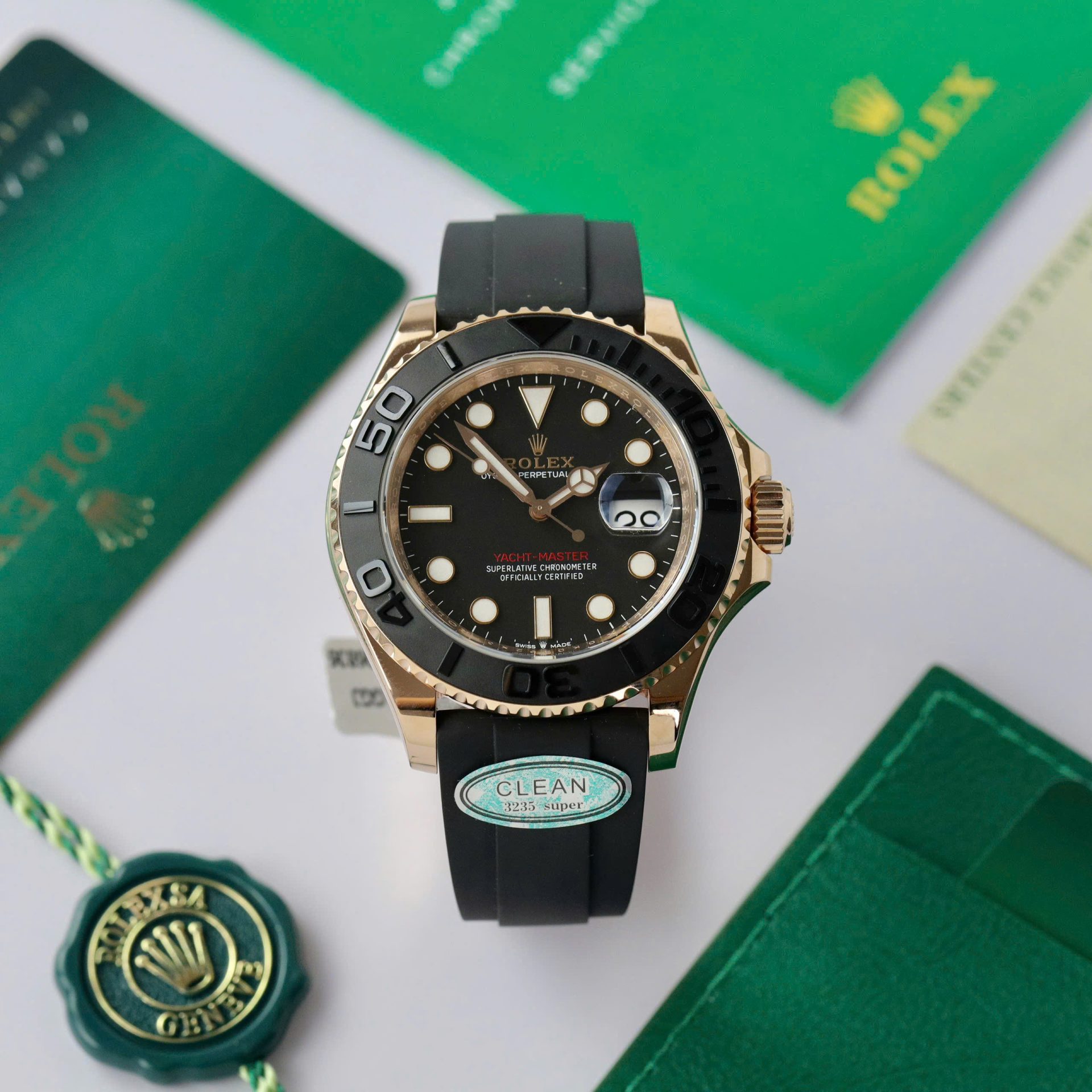 Rolex Yacht-Master 18K Rose Gold Case Super Clone Watch Black Dial 40mm - Image 2