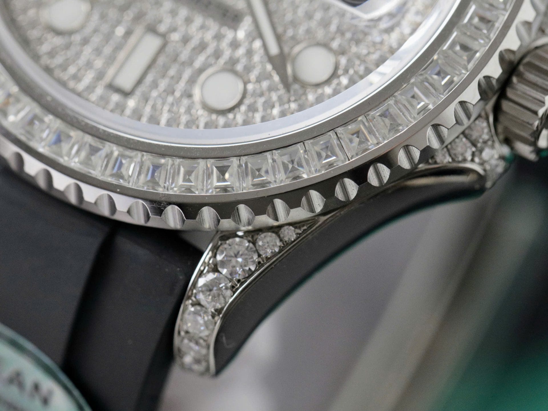 Rolex Yacht-Master Super Clone Watch Full Diamond Moissanite Rubber Strap 42mm - Image 6