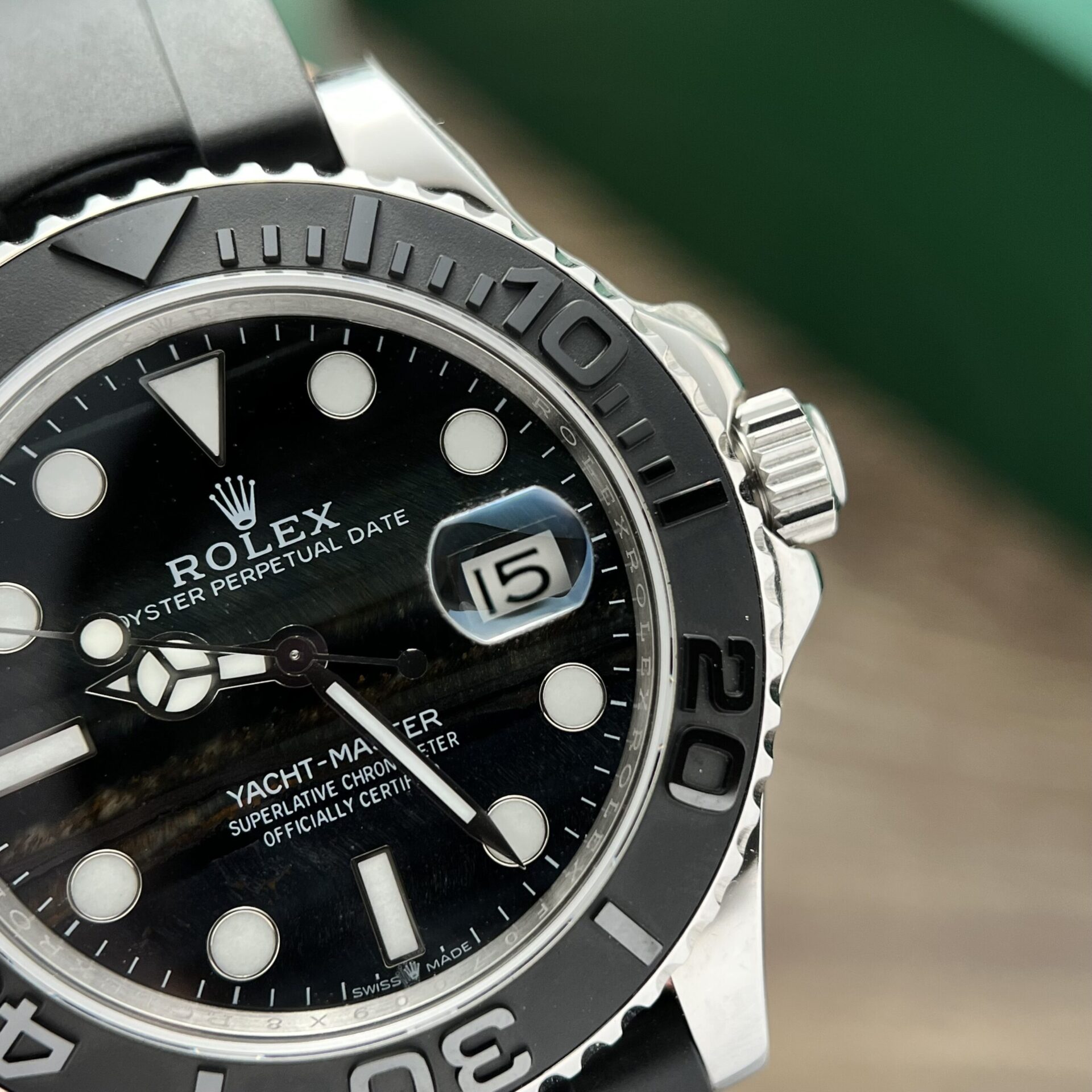 Rolex Clone Watch Yacht-Master Black Dial Rubber Strap 40mm - Image 4